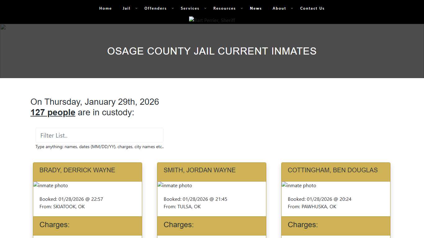 Osage County Jail Current Inmates – Osage County Sheriff's Office