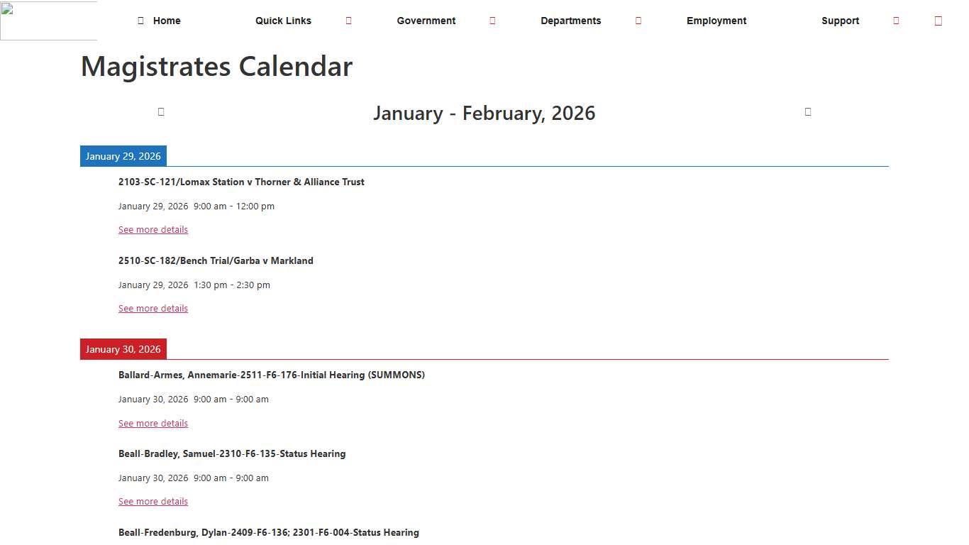 Magistrates Calendar – Starke County Indiana
